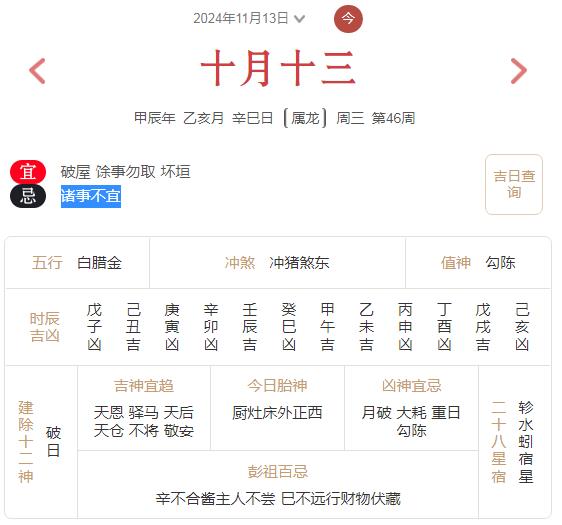 2024年11月13日每日五行穿衣指数解读搭配