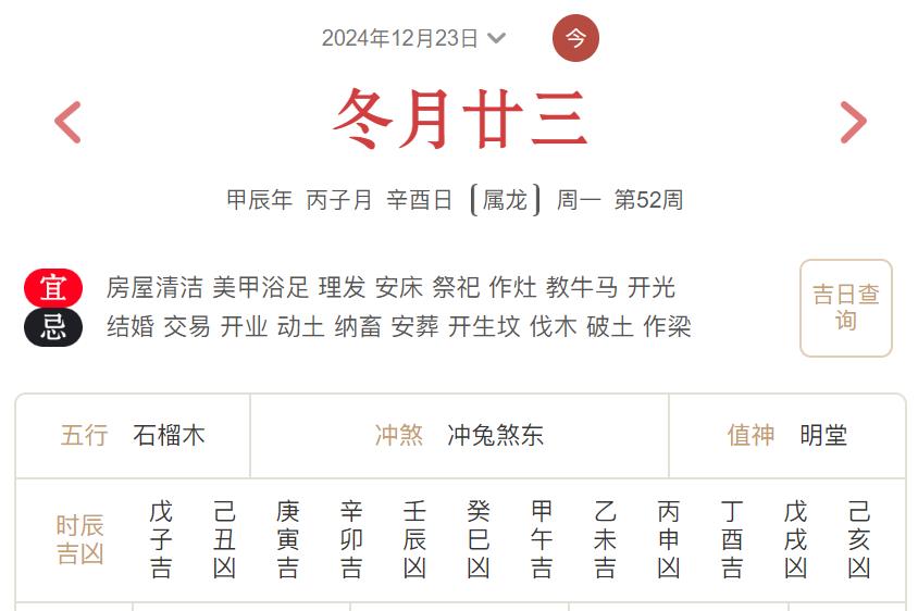 2024年12月23日每日五行穿衣指数解读搭配