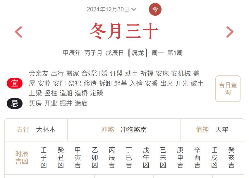 2024年12月30日每日五行穿衣指数解读搭配