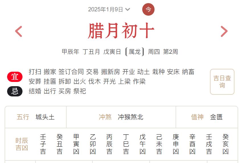 2025年1月9日每日五行穿衣指数解读搭配