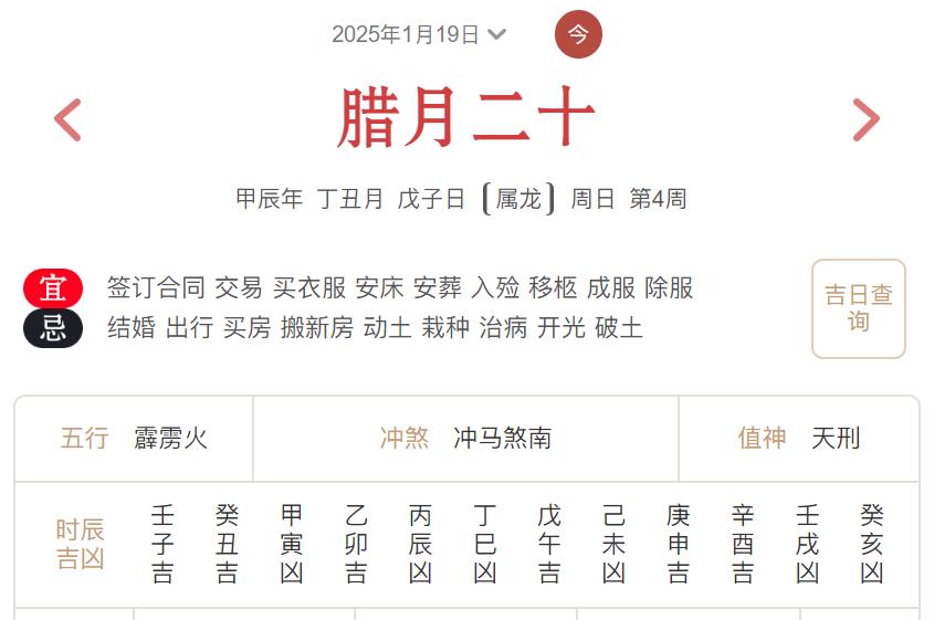 2025年1月19日每日五行穿衣指数解读搭配