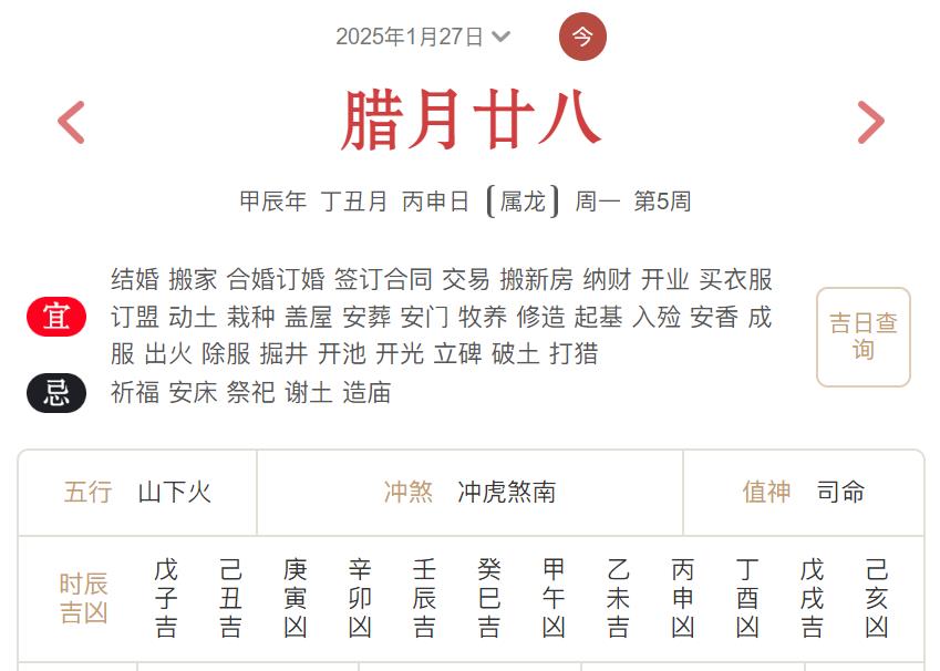 2025年1月27日每日五行穿衣指数解读搭配