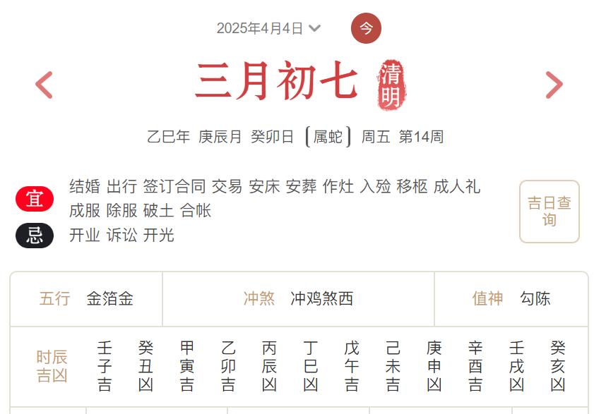 2025年4月4日每日五行穿衣指数解读搭配