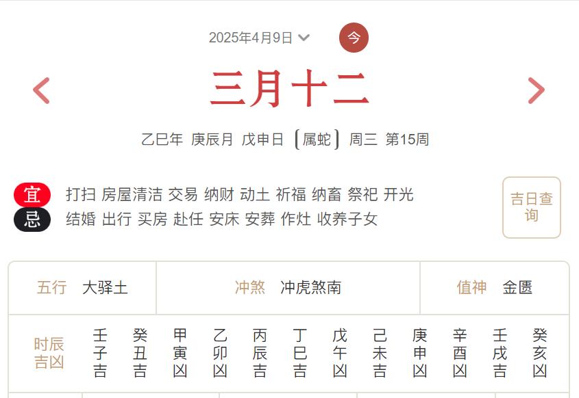 2025年4月9日每日五行穿衣指数解读搭配