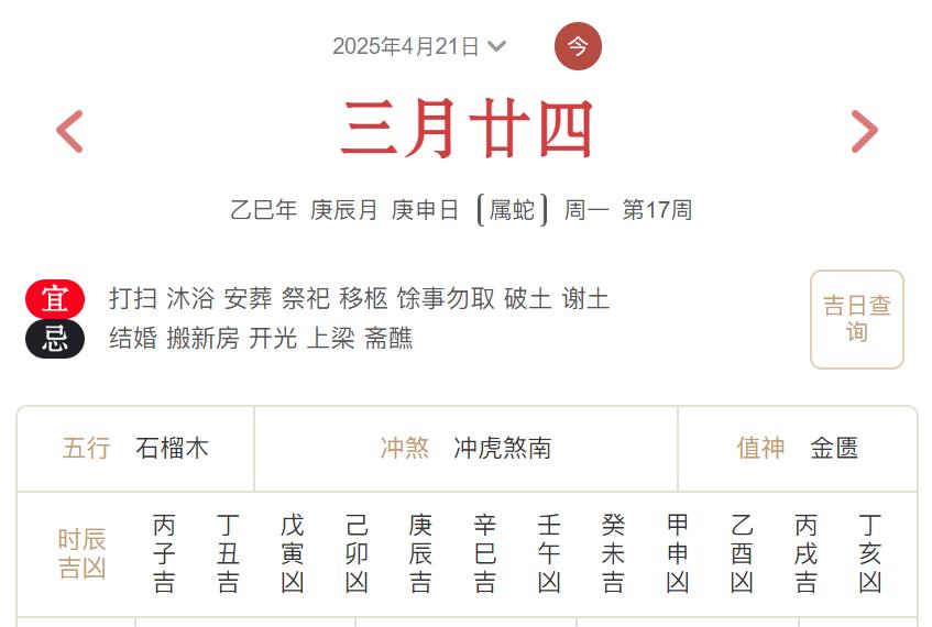 2025年4月21日每日五行穿衣指数解读搭配