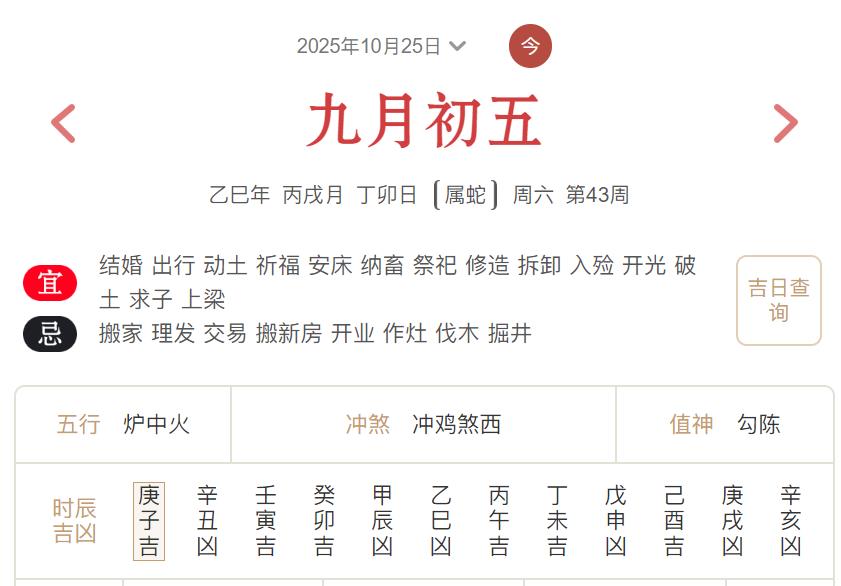 2025年10月25日每日五行穿衣指数解读搭配