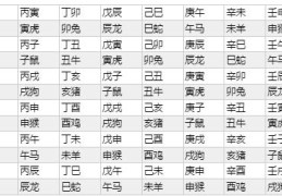 天干地支五行对照表