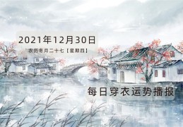每日穿衣运势播报  2021年12月30日  农历冬月廿七  【星期四】