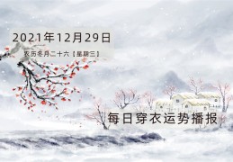 每日穿衣运势播报   2021年12月29日   农历冬月二十六  【星期三】
